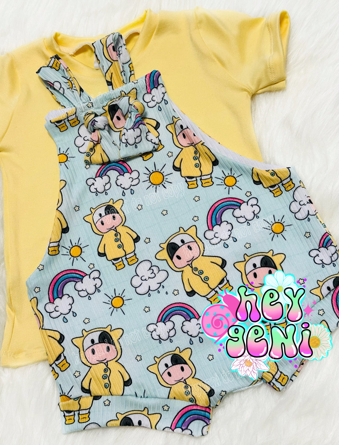 6/9M RAINY COWS OVERALLS SET RTS