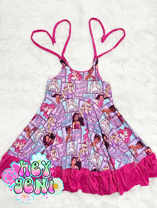 RTS 6Y PRINCESS AFFIRMATIONS CAMELIA TIE DRESS