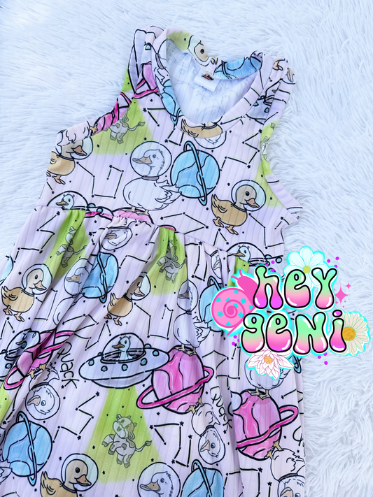 6Y RTS SPACE DUCKS RACERBACK DRESS