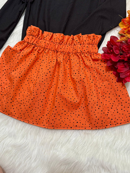 RTS 6/7Y ORANGE POLKA DOT PAPERBAG SKIRT